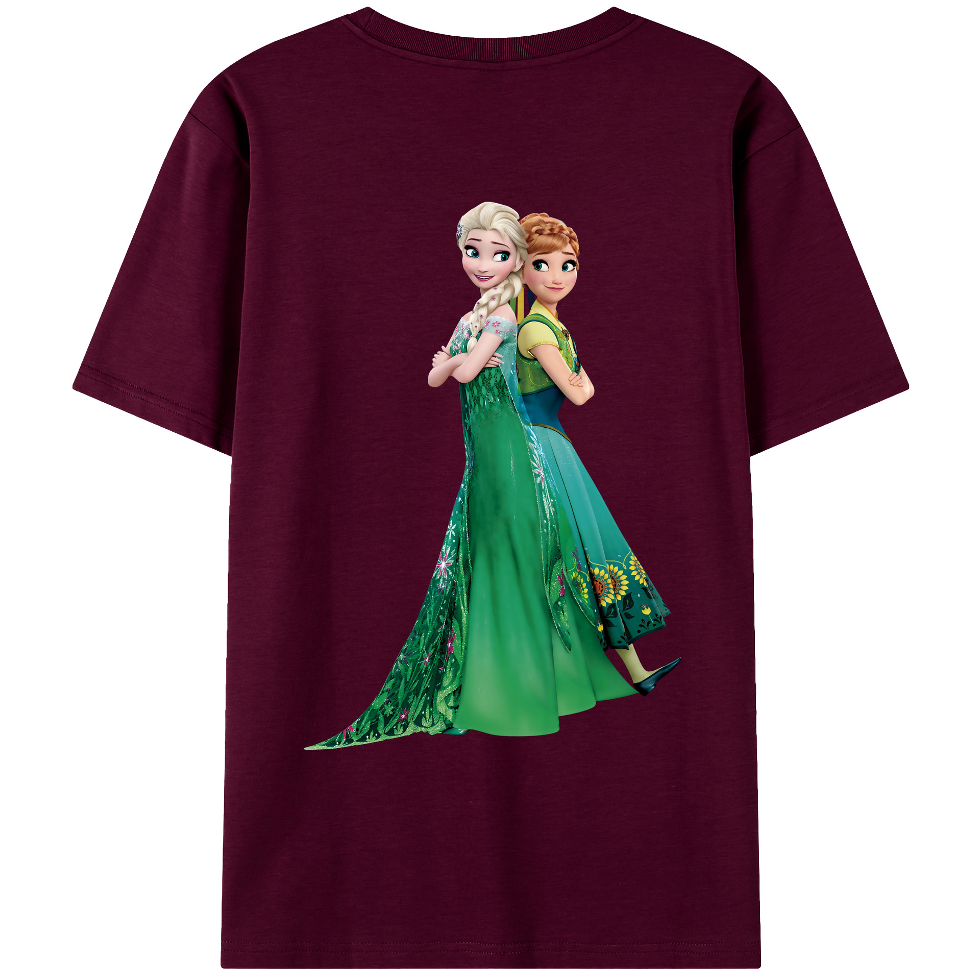 （画像用） アナと雪の女王 アンナ エルサ Frozen Anna Elsa レディース半袖Tシャツ(バックプリント)